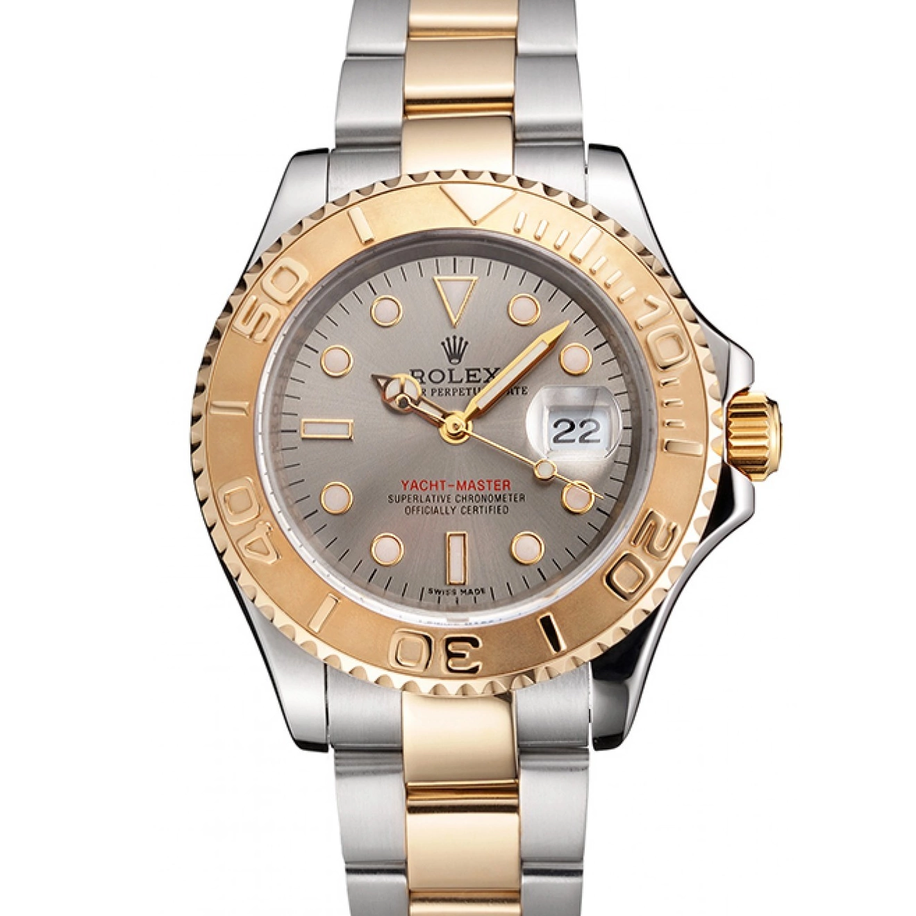 Good Copy Rolex Watches Case Bezel Gold Dial Swiss Gray Rolex Steel Tone Two Yacht-Master Dial Stainless 0701